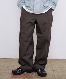 EASY WIDE NYLON RIPSTOP PANTS - CHARCOAL