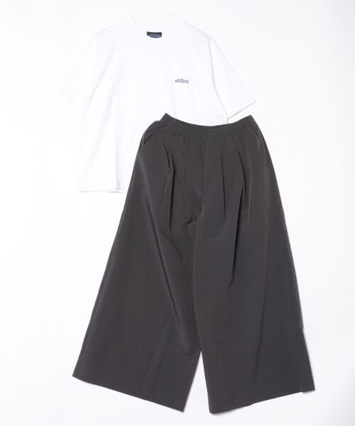 THOUSAND MILE(サウザンドマイル)の「【THOUSAND MILE】SHORT SLEEVE T-SHIRT&WIDE PANTS SET(セットアップ・レディース・ブラック/チャコールグレー・FREE)」の2枚目の写真