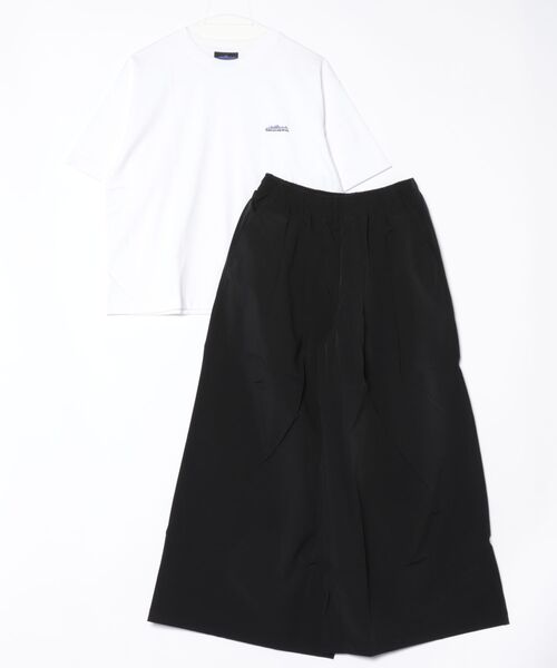 THOUSAND MILE(サウザンドマイル)の「【THOUSAND MILE】SHORT SLEEVE T-SHIRT&WIDE PANTS SET(セットアップ・レディース・ブラック/チャコールグレー・FREE)」の1枚目の写真