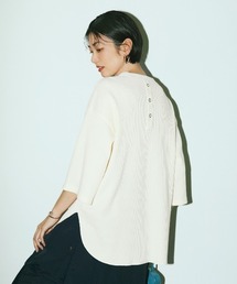 IEDIT | ＩＥＤＩＴ　バックデザインがアクセント　ワッフル素材とこなれシルエットで活躍するユースフルトップス(Tシャツ/カットソー)