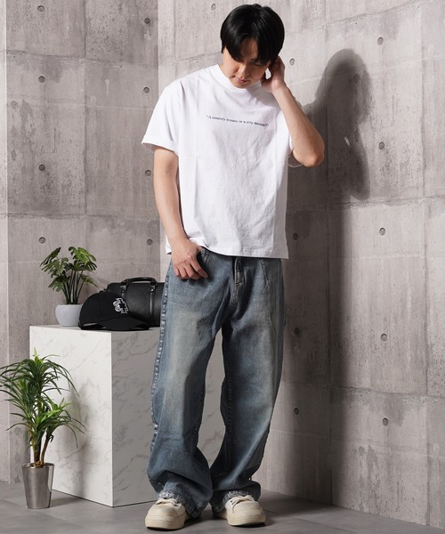 Laufer（ロイファー）の「【Laufer】Lettering Tee / クロップド ボックスシルエット バックプリント ヘビーウェイトTシャツ 短丈（Tシャツ/カットソー・メンズ・ブラック/ホワイト・S/M/L/XL）」の15枚目の写真