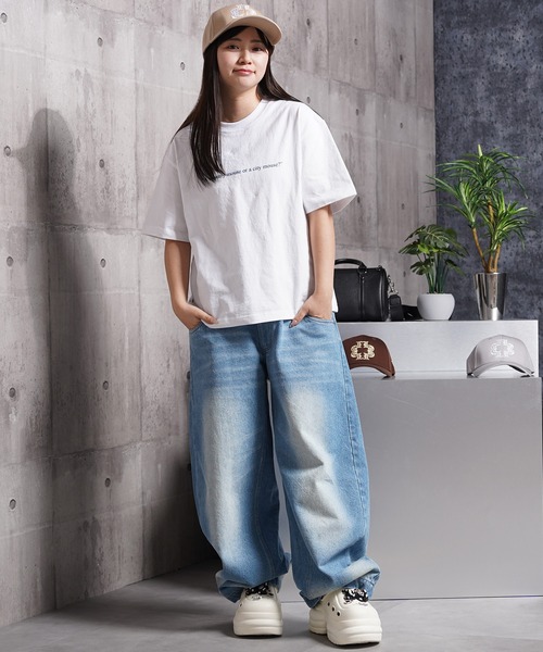 Laufer（ロイファー）の「【Laufer】Lettering Tee / クロップド ボックスシルエット バックプリント ヘビーウェイトTシャツ 短丈（Tシャツ/カットソー・メンズ・ブラック/ホワイト・S/M/L/XL）」の9枚目の写真