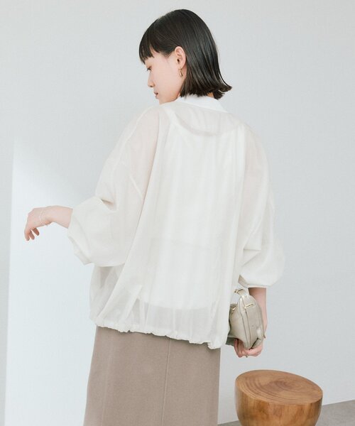 上品な艶感が華やかな印象に/軽量/手洗い可】グロッシーシアーブルゾン