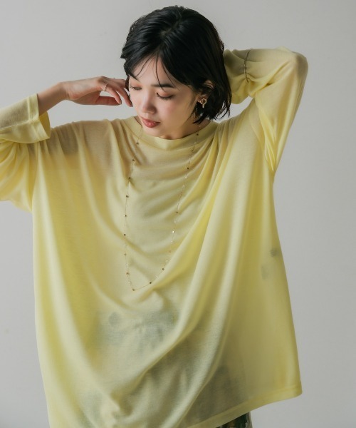 Bou Jeloud(ブージュルード)の「オーバーサイズシアーカットトップス(Tシャツ/カットソー・レディース・イエロー/アイボリー・FREE)」の3枚目の写真