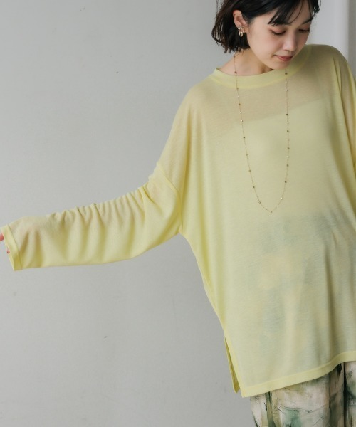 Bou Jeloud(ブージュルード)の「オーバーサイズシアーカットトップス(Tシャツ/カットソー・レディース・イエロー/アイボリー・FREE)」の6枚目の写真