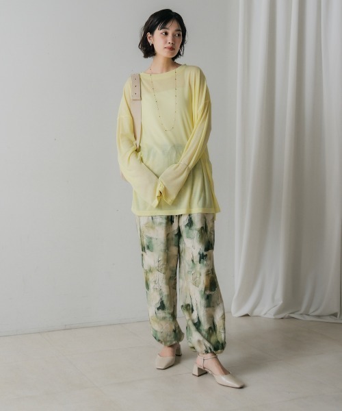 Bou Jeloud(ブージュルード)の「オーバーサイズシアーカットトップス(Tシャツ/カットソー・レディース・イエロー/アイボリー・FREE)」の8枚目の写真