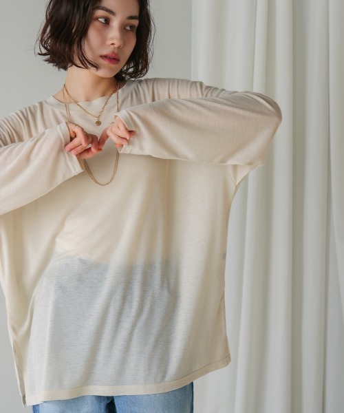 Bou Jeloud(ブージュルード)の「オーバーサイズシアーカットトップス(Tシャツ/カットソー・レディース・イエロー/アイボリー・FREE)」の17枚目の写真