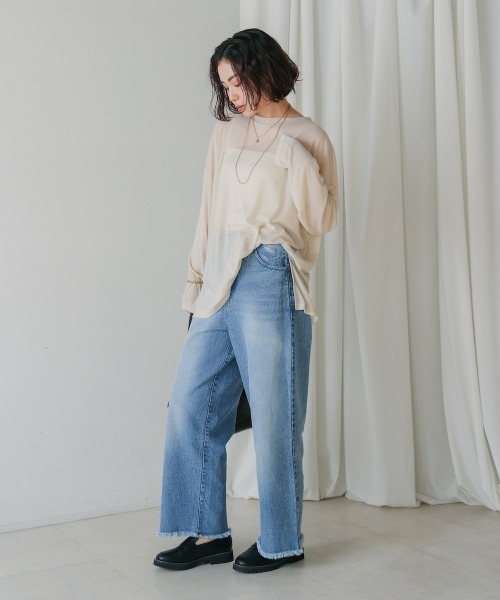 Bou Jeloud(ブージュルード)の「オーバーサイズシアーカットトップス(Tシャツ/カットソー・レディース・イエロー/アイボリー・FREE)」の18枚目の写真