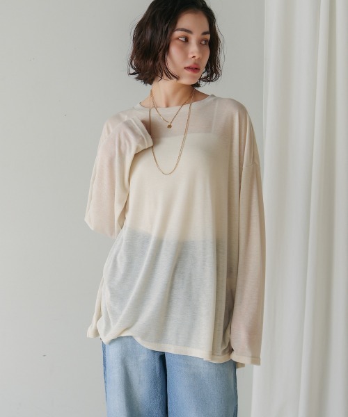 Bou Jeloud(ブージュルード)の「オーバーサイズシアーカットトップス(Tシャツ/カットソー・レディース・イエロー/アイボリー・FREE)」の20枚目の写真