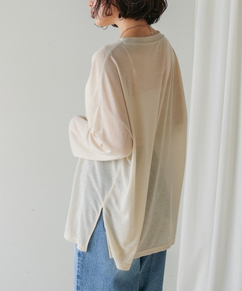 Bou Jeloud(ブージュルード)の「オーバーサイズシアーカットトップス(Tシャツ/カットソー・レディース・イエロー/アイボリー・FREE)」の21枚目の写真