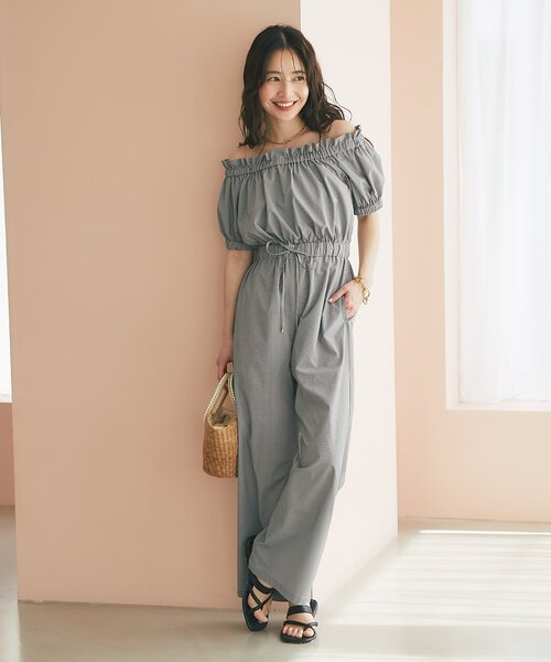 La boutique BonBon(ラブティックボンボン)の「【接触冷感】ドライサッカーオールインワン(つなぎ/オールインワン・レディース・ネイビー/ブラック・38/36)」の22枚目の写真