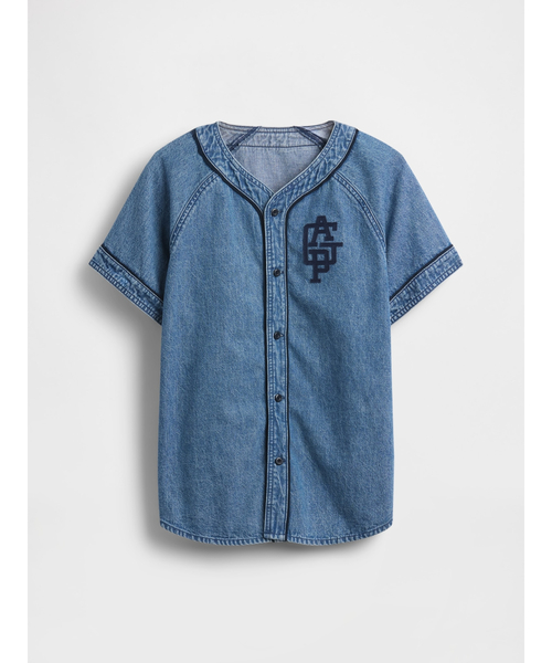 GAP(ギャップ)の「デニム バーシティ ジャージー (キッズ)(シャツ/ブラウス・キッズ・インディゴブルー・150cm/130cm/110cm/120cm/140cm/160cm)」の4枚目の写真