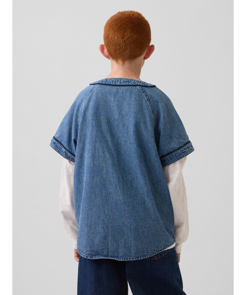 GAP(ギャップ)の「デニム バーシティ ジャージー (キッズ)(シャツ/ブラウス・キッズ・インディゴブルー・150cm/130cm/110cm/120cm/140cm/160cm)」の3枚目の写真