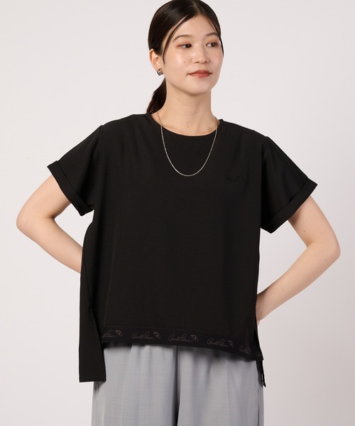 Arnold Palmer(アーノルドパーマー)の「ロゴテープアクセント イージー 布帛 Tシャツ(Tシャツ/カットソー・レディース・ブラック/ベージュ/ライトブルー・S/L/M)」の1枚目の写真