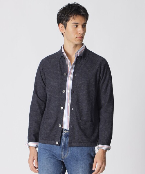 Ramie knit polo cardigan — лён‑тканый поло‑кардиган