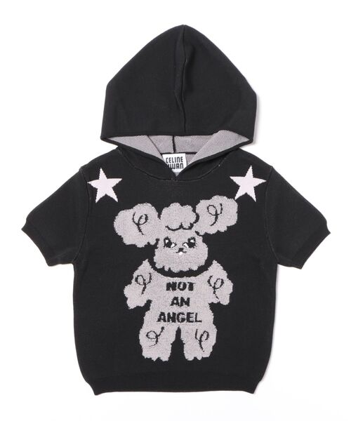 Celine Kwan(セリーヌクワン)の「CELINE KWAN/セリーヌクワン/BAD ANGEL KNIT HOODIE(ニット/セーター・レディース・ブラック・S)」の1枚目の写真
