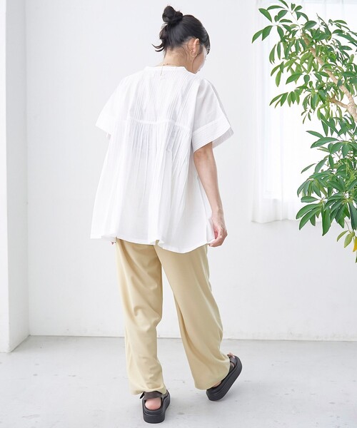 coen(コーエン)の「【MARKET(マーケット)】スキッパーピンタックブラウス(インフルエンサー紹介アイテム)(シャツ/ブラウス・レディース・ブラック/ライトブルー/オフホワイト・M/L)」の5枚目の写真