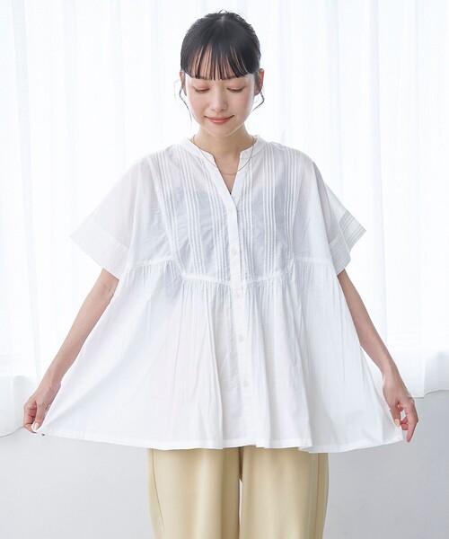 coen(コーエン)の「【MARKET(マーケット)】スキッパーピンタックブラウス(インフルエンサー紹介アイテム)(シャツ/ブラウス・レディース・ブラック/ライトブルー/オフホワイト・M/L)」の8枚目の写真