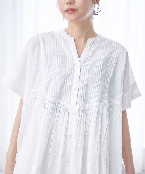 coen(コーエン)の「【MARKET(マーケット)】スキッパーピンタックブラウス(インフルエンサー紹介アイテム)(シャツ/ブラウス・レディース・ブラック/ライトブルー/オフホワイト・M/L)」の10枚目の写真
