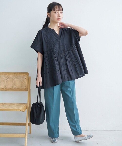 coen(コーエン)の「【MARKET(マーケット)】スキッパーピンタックブラウス(インフルエンサー紹介アイテム)(シャツ/ブラウス・レディース・ブラック/ライトブルー/オフホワイト・M/L)」の13枚目の写真