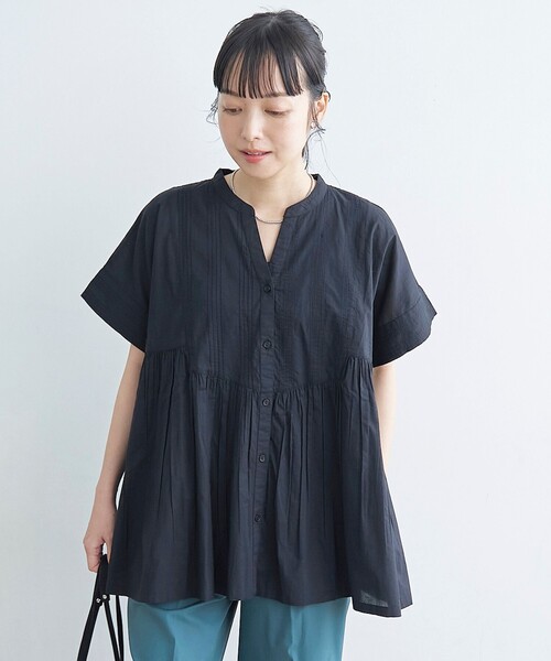 coen(コーエン)の「【MARKET(マーケット)】スキッパーピンタックブラウス(インフルエンサー紹介アイテム)(シャツ/ブラウス・レディース・ブラック/ライトブルー/オフホワイト・M/L)」の15枚目の写真