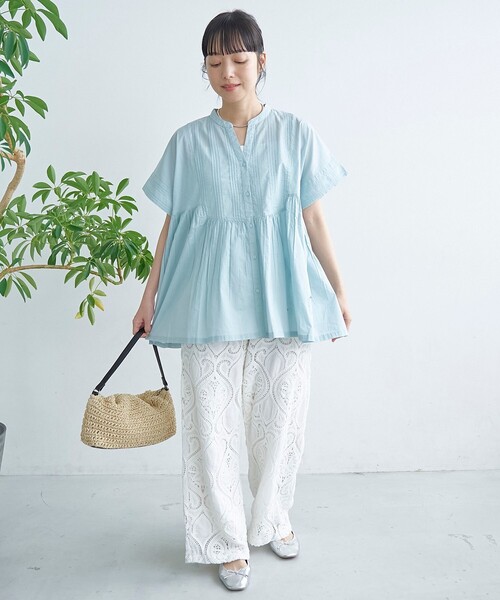 coen(コーエン)の「【MARKET(マーケット)】スキッパーピンタックブラウス(インフルエンサー紹介アイテム)(シャツ/ブラウス・レディース・ブラック/ライトブルー/オフホワイト・M/L)」の21枚目の写真