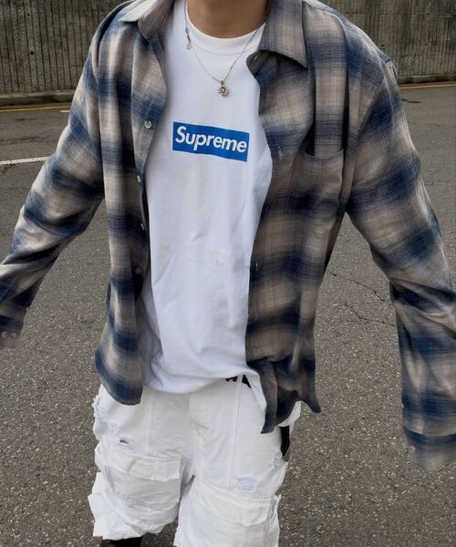SLOWACID（スローアシッド）の「フランネルカフチェックシャツ[ブルー]（シャツ/ブラウス・レディース・その他・SMALL/MEDIUM/LARGE）」の2枚目の写真