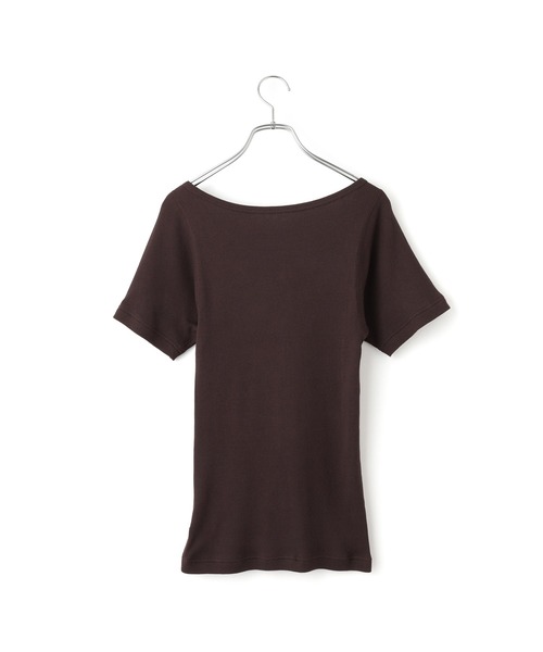 ADAM ET ROPE'(アダムエロペ)の「ハーフスリーブリブTシャツ(Tシャツ/カットソー・レディース・ブラック/ダークブラウン/ベージュ・FREE)」の11枚目の写真