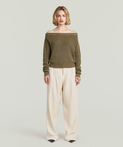 G-STAR(ジースター)の「Pleated Chino Relaxed/リラックスシルエットプリーツチノ/L30(スラックス・レディース・オフホワイト・24inch)」の3枚目の写真