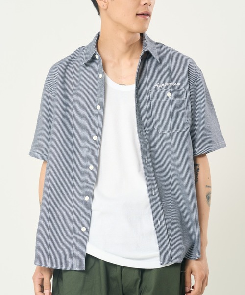 CORISCO(コリスコ)の「ワンポイント刺しゅうヒッコリー半袖シャツ(M1)(シャツ/ブラウス・メンズ・その他1/その他2・MEDIUM/LARGE/X-LARGE)」の2枚目の写真