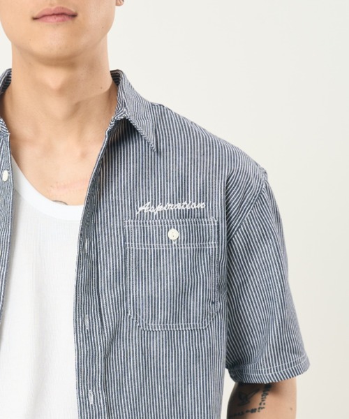 CORISCO（コリスコ）の「ワンポイント刺しゅうヒッコリー半袖シャツ(M1)（シャツ/ブラウス・メンズ・その他1/その他2・MEDIUM/LARGE/X-LARGE）」の10枚目の写真