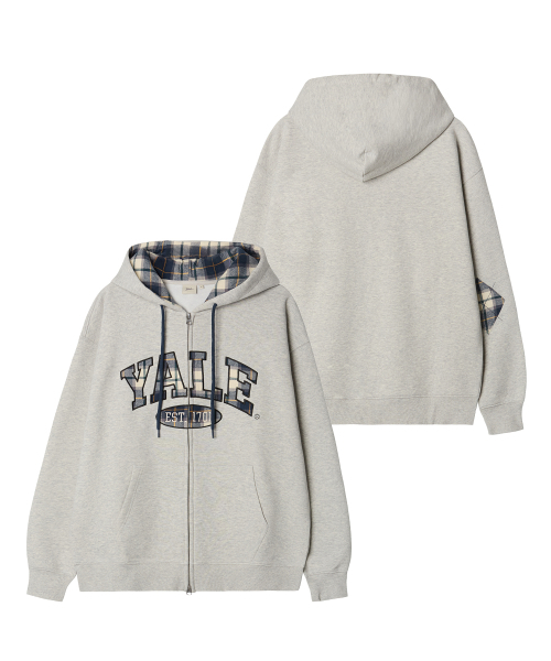 YALE(イェール)の「チェックツートンアーチフードジップアップ_グレー(パーカー・レディース・その他・LARGE/X-LARGE/MEDIUM/SMALL)」の1枚目の写真