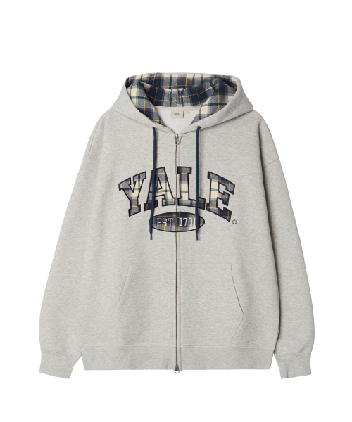 YALE(イェール)の「チェックツートンアーチフードジップアップ_グレー(パーカー・レディース・その他・LARGE/X-LARGE/MEDIUM/SMALL)」の2枚目の写真