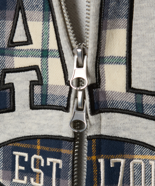 YALE(イェール)の「チェックツートンアーチフードジップアップ_グレー(パーカー・レディース・その他・LARGE/X-LARGE/MEDIUM/SMALL)」の4枚目の写真