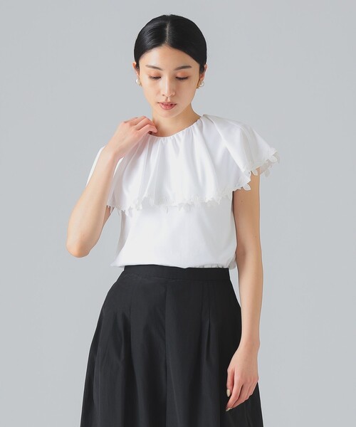 EFFE BEAMS(エッフェビームス)の「レース トリミング カットソー(Tシャツ/カットソー・レディース・ホワイト/ネイビー・ONE SIZE)」の1枚目の写真