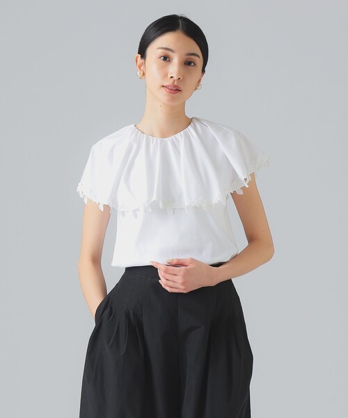EFFE BEAMS(エッフェビームス)の「レース トリミング カットソー(Tシャツ/カットソー・レディース・ホワイト/ネイビー・ONE SIZE)」の5枚目の写真