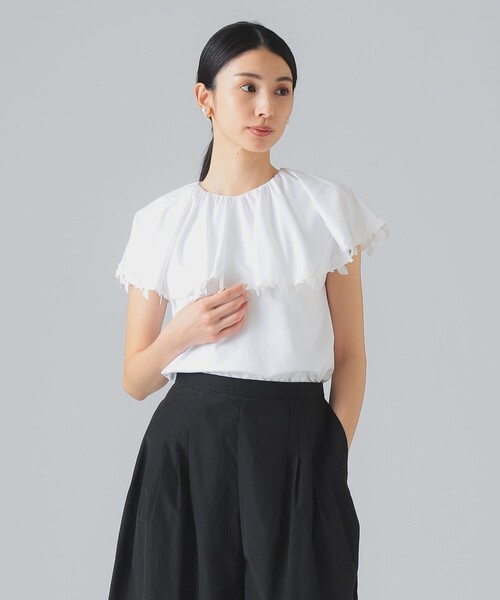 EFFE BEAMS(エッフェビームス)の「レース トリミング カットソー(Tシャツ/カットソー・レディース・ホワイト/ネイビー・ONE SIZE)」の6枚目の写真
