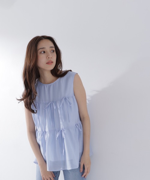 NATURAL BEAUTY BASIC(ナチュラルビューティーベーシック)の「リボンティアードチュニック(シャツ/ブラウス・レディース・ブラック/ブルー/バーガンディー・フリ-)」の18枚目の写真