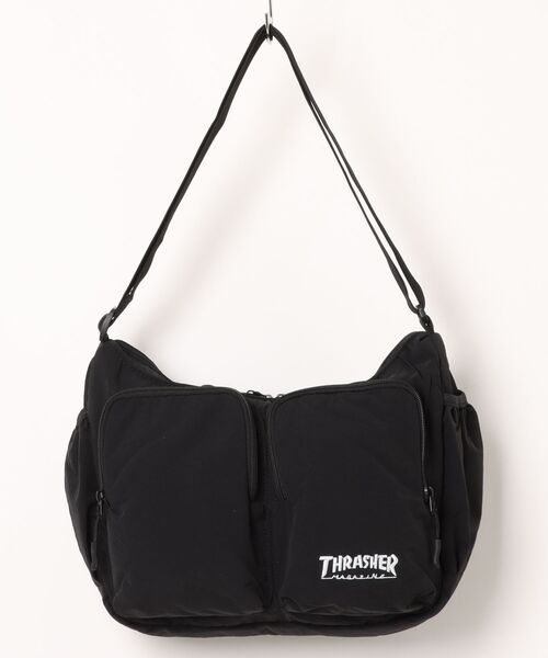 THRASHER(スラッシャー)の「THRASHER W POCKET SHOULDER(ショルダーバッグ・メンズ・ブラック系その他/ブラック系その他2・FREE)」の1枚目の写真