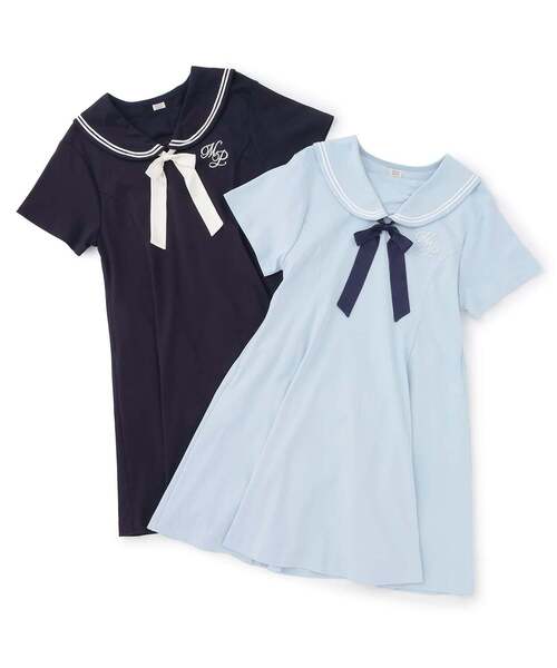 mezzo piano Junior(メゾピアノジュニア)の「【人気商品再入荷】【直営店で取り扱い無し】【接触冷感】リボンつきセーラーワンピース(ワンピース・キッズ・ネイビー/ライトブルー・S:140cm/L:160cm/M:150cm)」の8枚目の写真