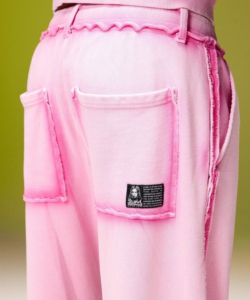 X-girl（エックスガール）の「FADED CUT OUT SWEATPANTS（スウェットパンツ・レディース・ブラック/ピンク/ブラウン・M/S）」の9枚目の写真