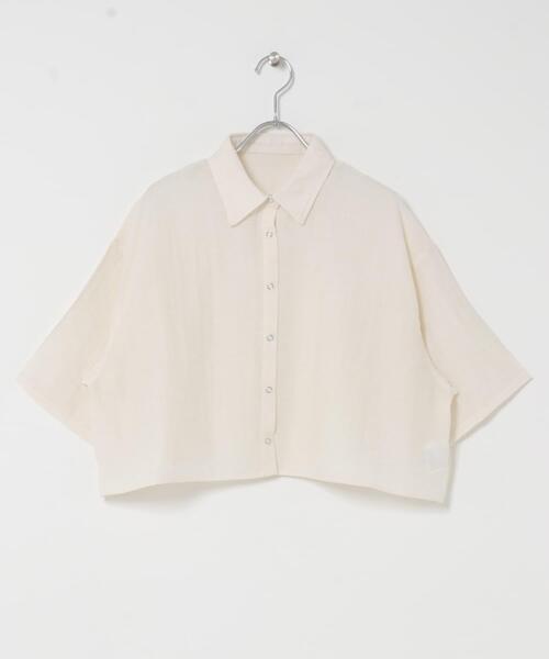 ITEMS URBANRESEARCH（アイテムズ アーバンリサーチ）の「ドットボタンハンソデシアーシャツ（シャツ/ブラウス・レディース・ブラック/ブラウン/ブルー/オフホワイト・FREE）」の10枚目の写真