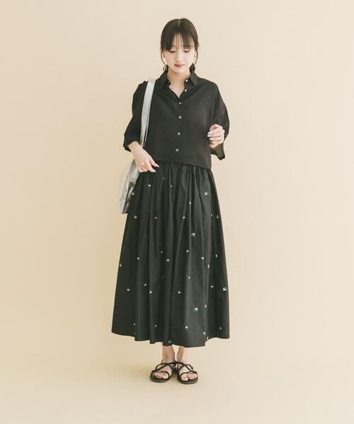 ITEMS URBANRESEARCH（アイテムズ アーバンリサーチ）の「ドットボタンハンソデシアーシャツ（シャツ/ブラウス・レディース・ブラック/ブラウン/ブルー/オフホワイト・FREE）」の16枚目の写真
