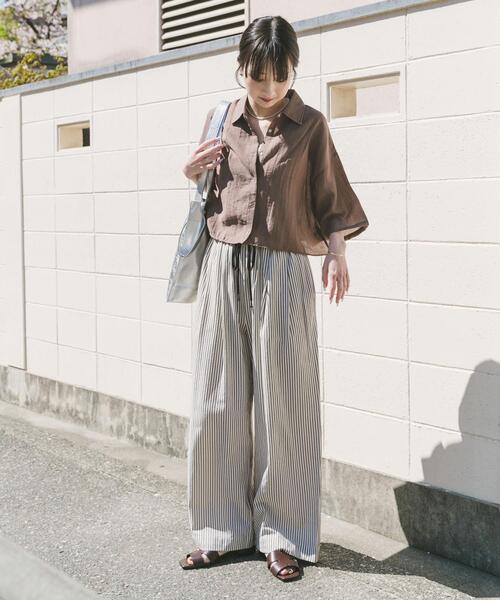 ITEMS URBANRESEARCH(アイテムズ アーバンリサーチ)の「ドットボタンハンソデシアーシャツ(シャツ/ブラウス・レディース・ブラック/ブラウン/ブルー/オフホワイト・FREE)」の12枚目の写真