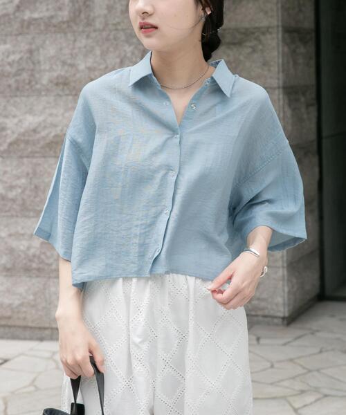 ITEMS URBANRESEARCH(アイテムズ アーバンリサーチ)の「ドットボタンハンソデシアーシャツ(シャツ/ブラウス・レディース・ブラック/ブラウン/ブルー/オフホワイト・FREE)」の15枚目の写真