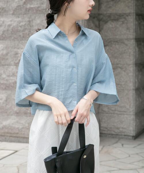 ITEMS URBANRESEARCH(アイテムズ アーバンリサーチ)の「ドットボタンハンソデシアーシャツ(シャツ/ブラウス・レディース・ブラック/ブラウン/ブルー/オフホワイト・FREE)」の17枚目の写真
