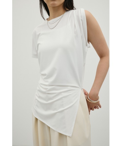 STYLEMIXER(スタイルミキサー)の「アシンメトリールーズT(Tシャツ/カットソー・レディース・ホワイト/ブラック/ライトベージュ・FREE)」の2枚目の写真
