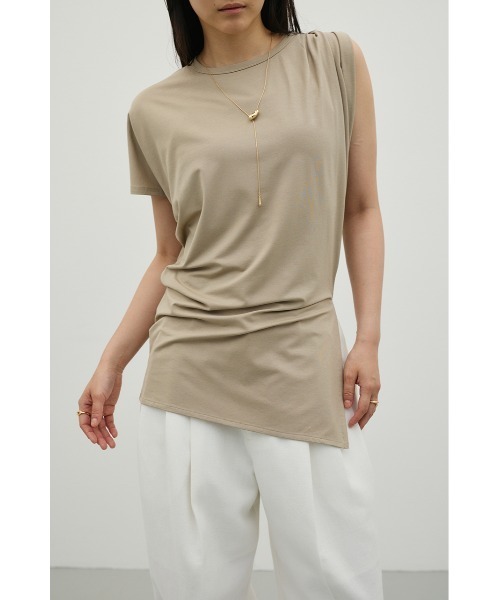 STYLEMIXER(スタイルミキサー)の「アシンメトリールーズT(Tシャツ/カットソー・レディース・ホワイト/ブラック/ライトベージュ・FREE)」の1枚目の写真