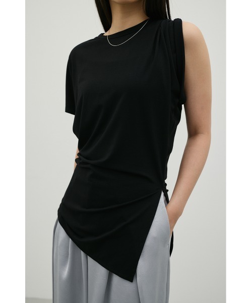 STYLEMIXER(スタイルミキサー)の「アシンメトリールーズT(Tシャツ/カットソー・レディース・ホワイト/ブラック/ライトベージュ・FREE)」の3枚目の写真