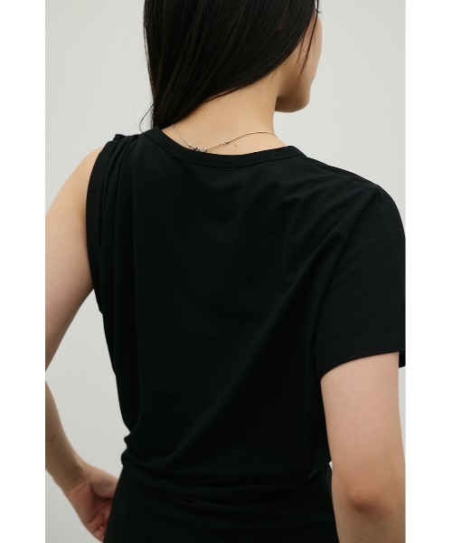 STYLEMIXER(スタイルミキサー)の「アシンメトリールーズT(Tシャツ/カットソー・レディース・ホワイト/ブラック/ライトベージュ・FREE)」の4枚目の写真